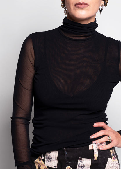 Longsleeve High-Neck Top - Nero