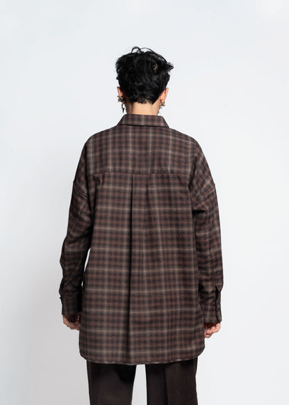 Check Oversized Shirt - Marrone