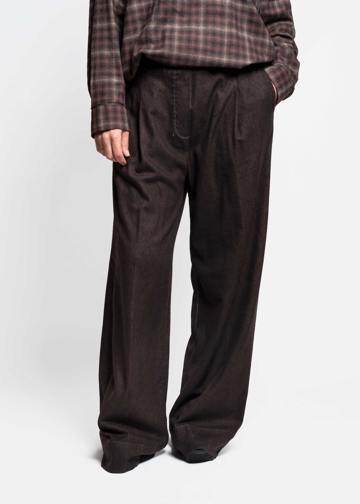 Washed Effect Pants - Marrone