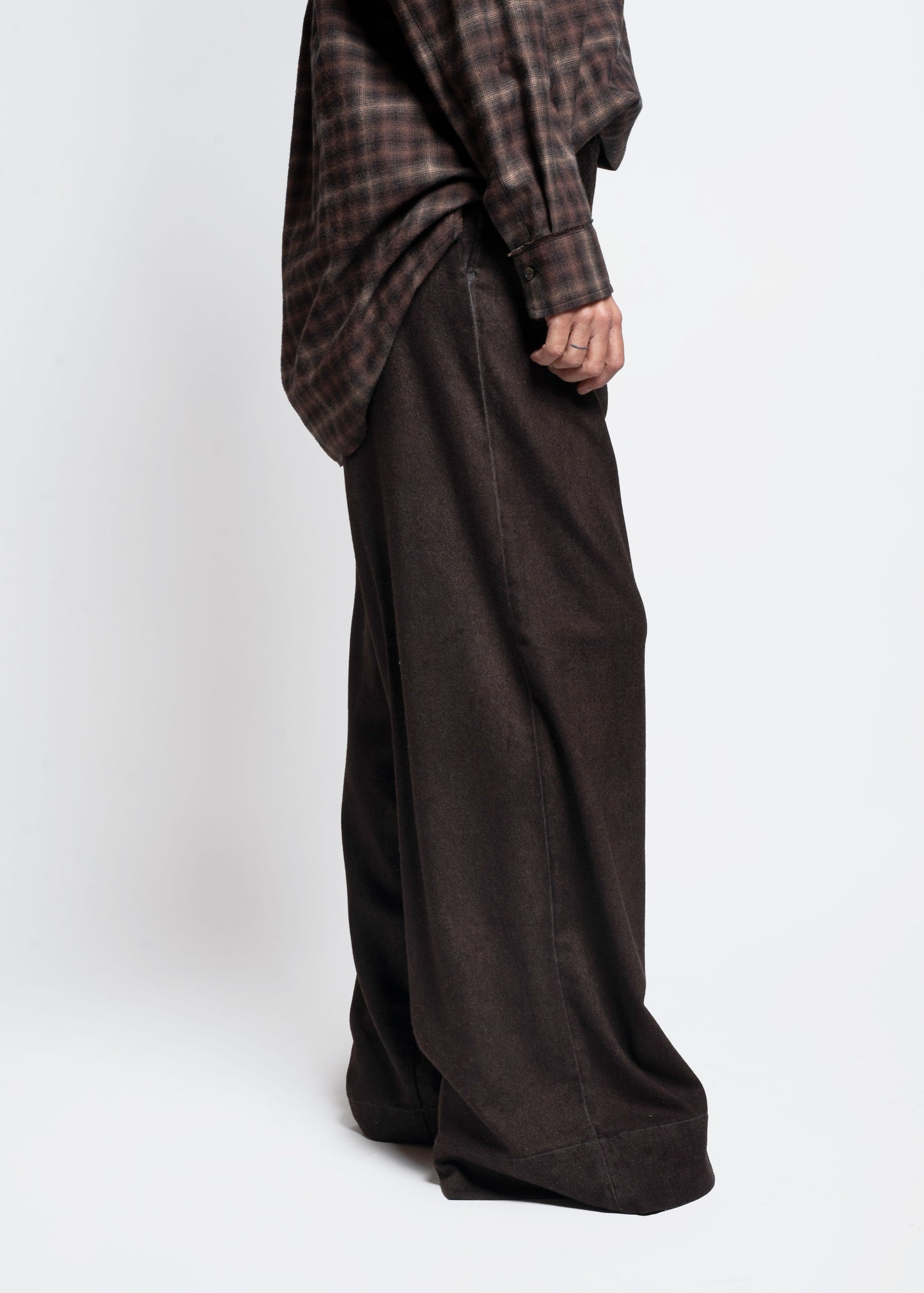Washed Effect Pants - Marrone