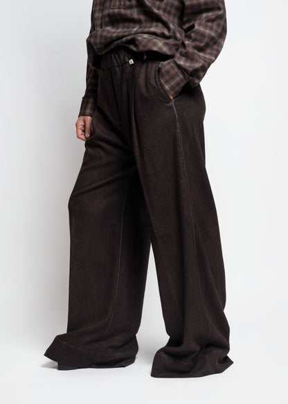 Washed Effect Pants - Marrone