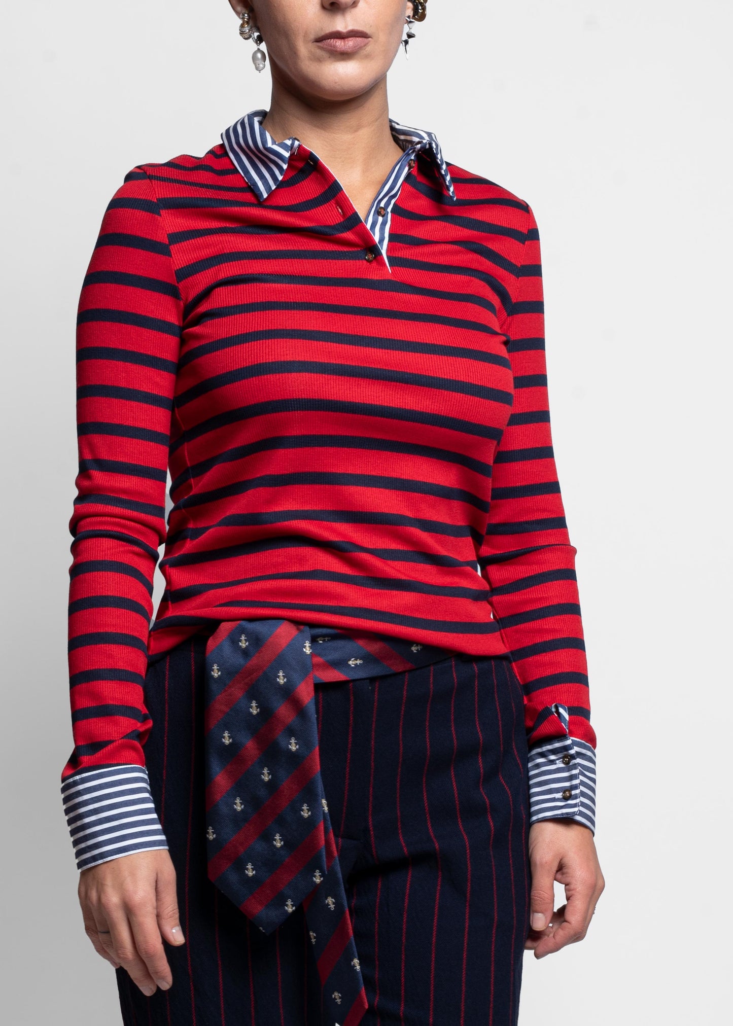 Striped Polo Shirt - Blu/rosso
