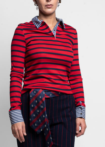 Striped Polo Shirt - Blu/rosso