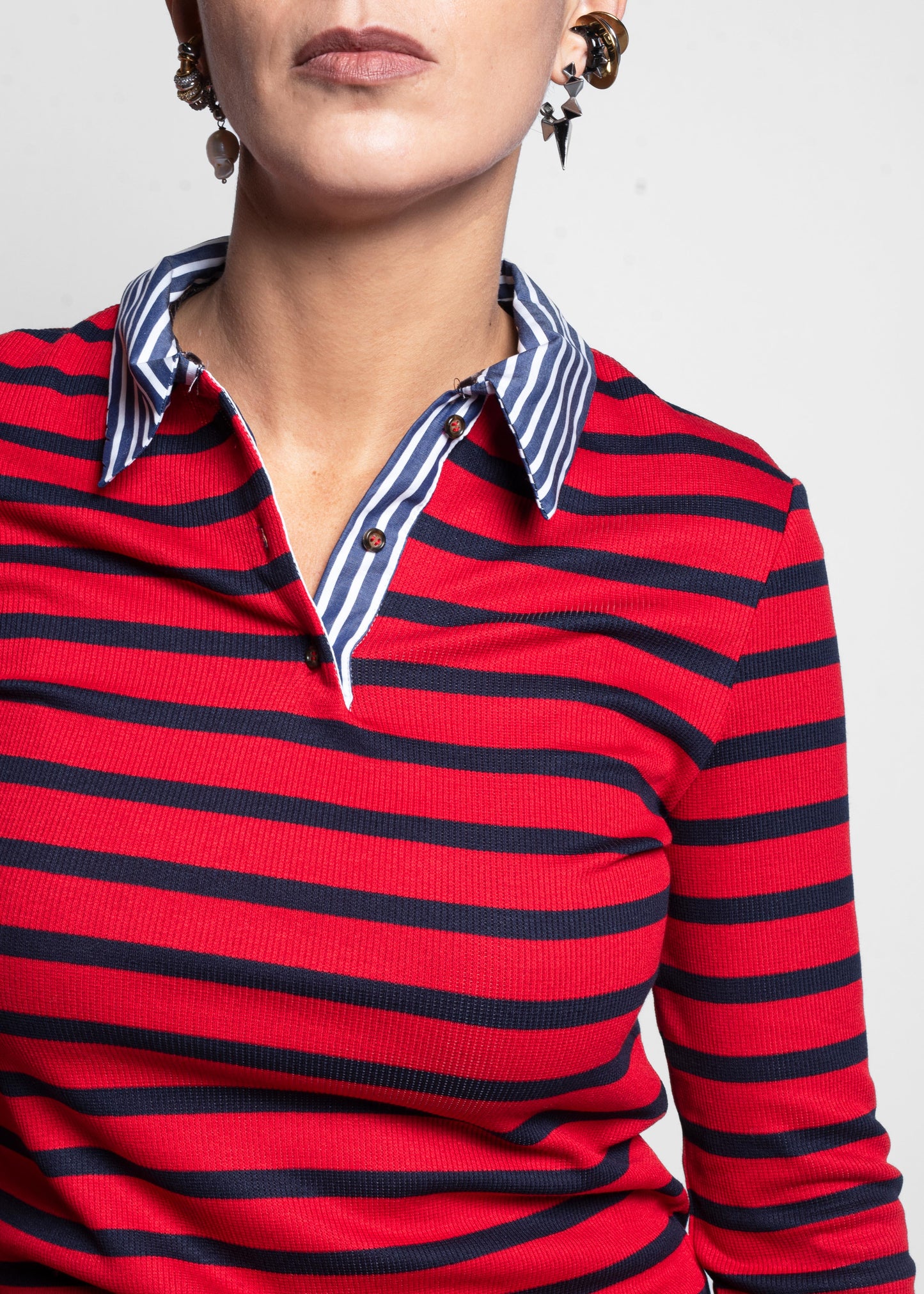 Striped Polo Shirt - Blu/rosso