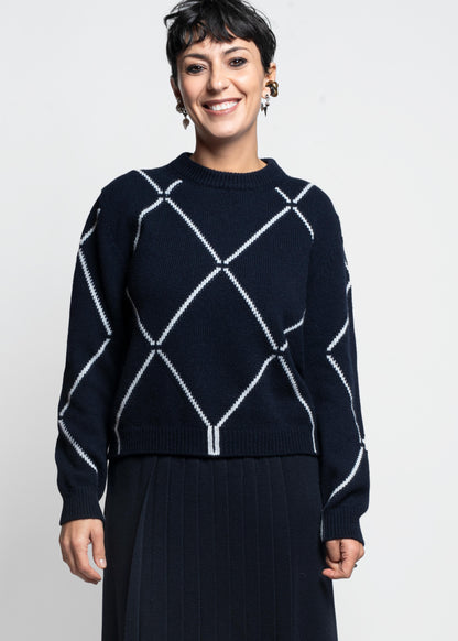 Boxy Wool-Cashmere Sweater - Blu