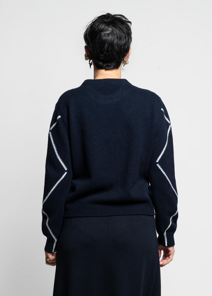 Boxy Wool-Cashmere Sweater - Blu