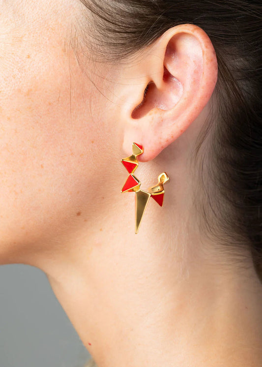 Earring Iggy G - Gold/Red