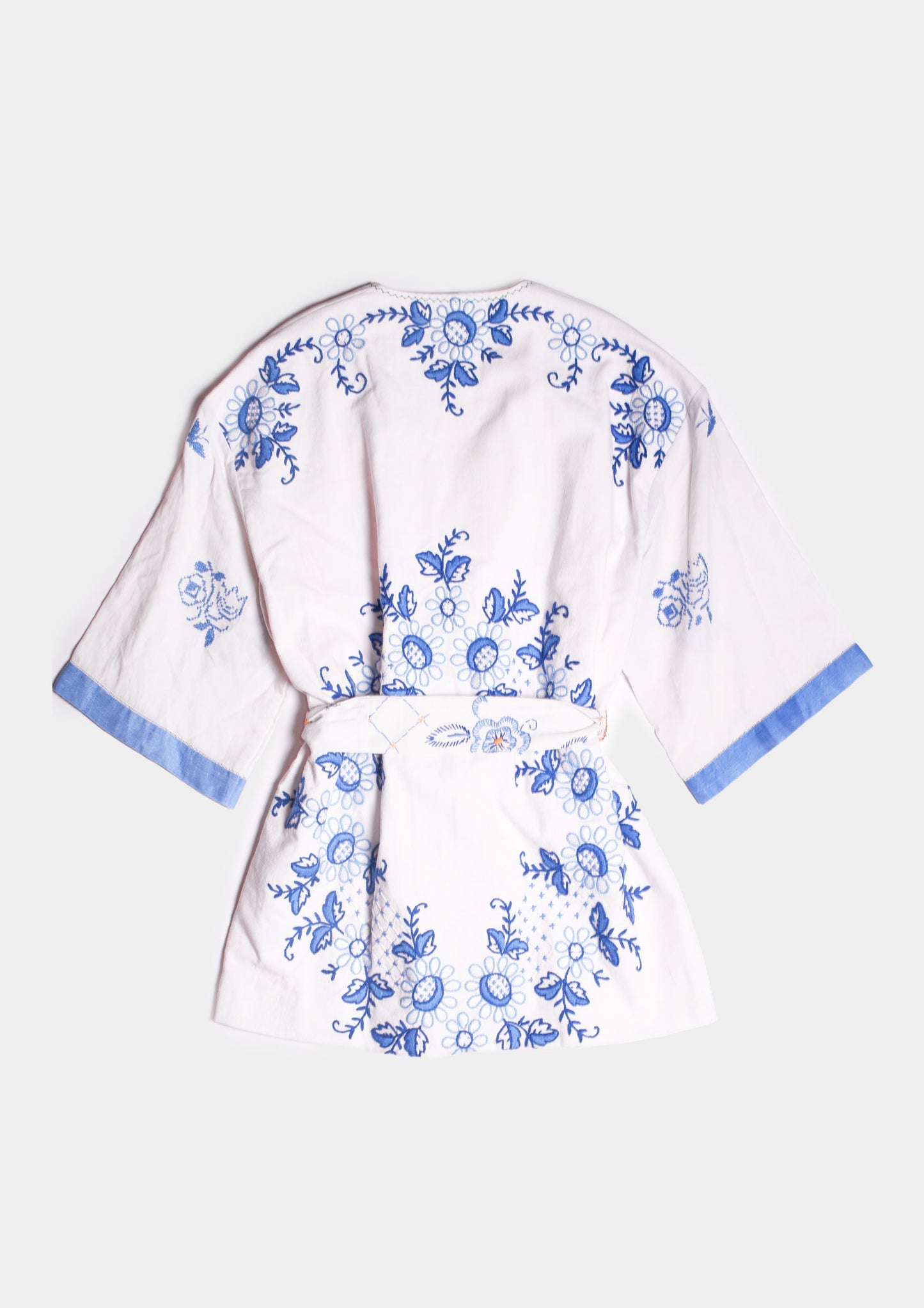 Kimono ricamato - Bianco/Blu