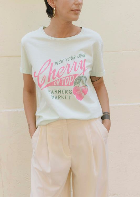 Cherry T-shirt - Misty Jade